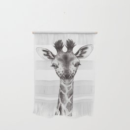 Baby Giraffe Black & White, Safari Baby Animals, Nursery Animals Cute Kids Room Decor Wall Hanging