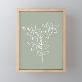 Sage Green, Plant Line Art Illustration Framed Mini Art Print
