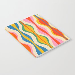 Hourglass Abstract Midcentury Modern Retro Mod Pattern in Rainbow Pop Colors Notebook