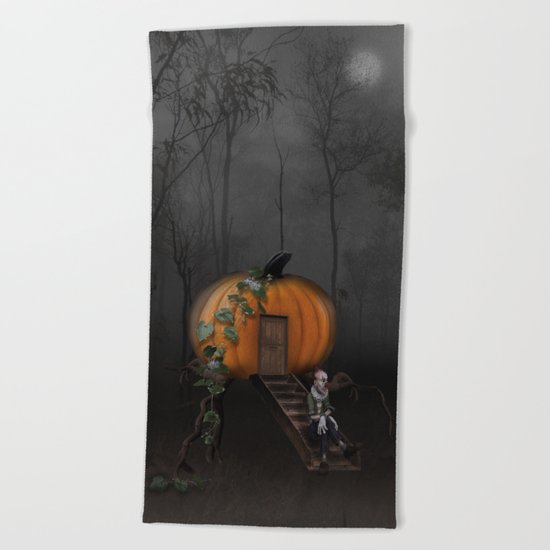 Halloween! Where is the rabbit? Beach Towel