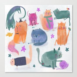 Cute, Clever Whimsical Cats Canvas Print
