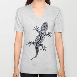 Ornate Lizard (b&w version) V Neck T Shirt
