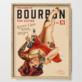 "The Babes Of Bourbon V. 13 - Rum Edition" Vintage Pin Up Girl Art Serving Tray