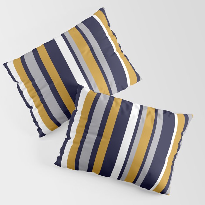 Modern Stripes in Mustard Yellow, Navy Blue, Gray, and White