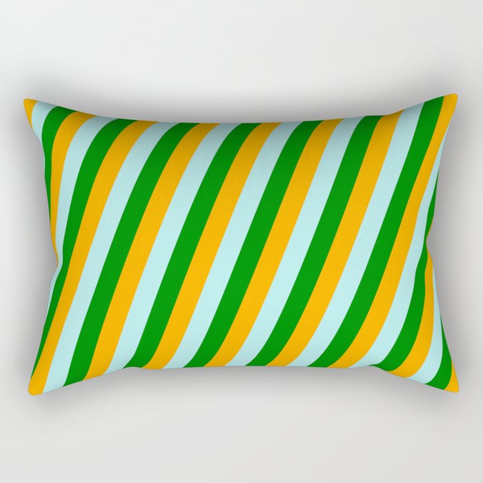 Orange, Turquoise, and Green Colored Lined Pattern Rectangular Pillow