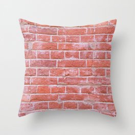Orange and Brown grunge old brick wall abstract background texture pattern. Home or office building design Throw Pillow