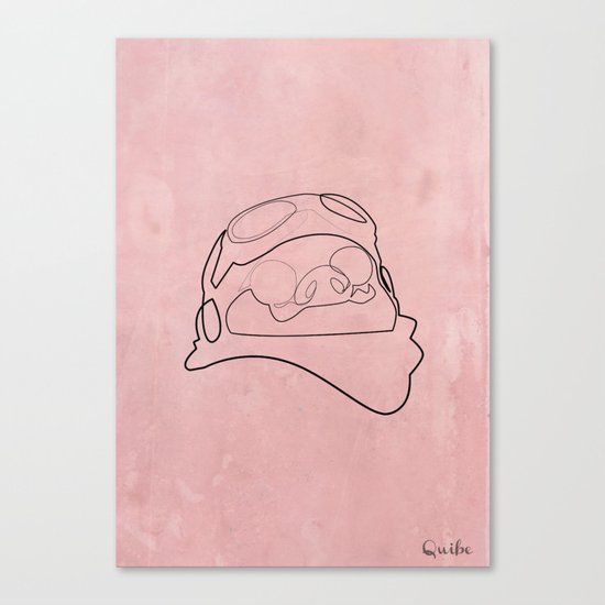 One Line Porco Rosso red Canvas Print