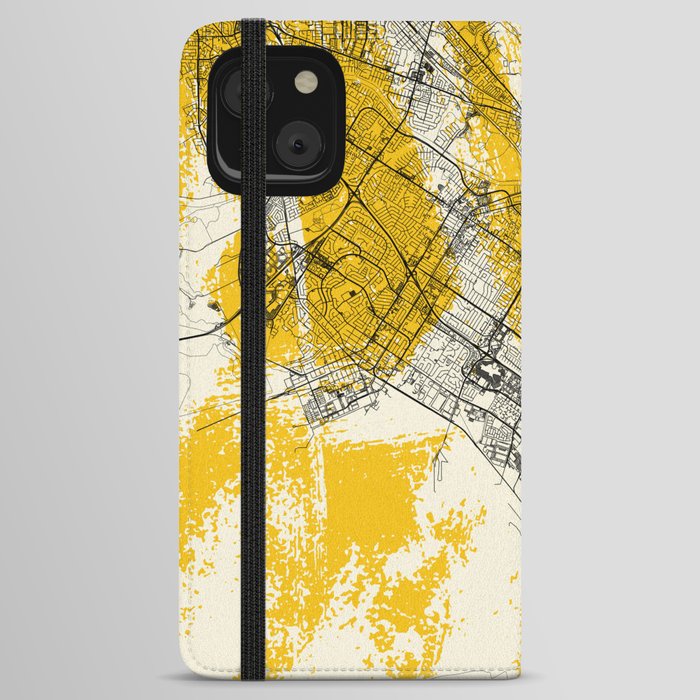 Fremont - USA - City Map in Yellow iPhone Wallet Case