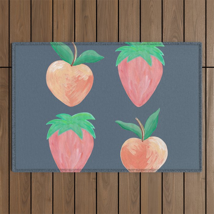 So Strawberry and Peachy - Navy Outdoor Rug