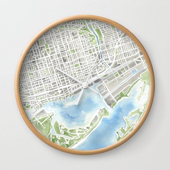 Toronto Canada Watercolor city map Wall Clock