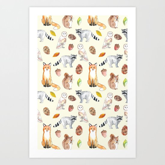 Woodland Critters Art Print