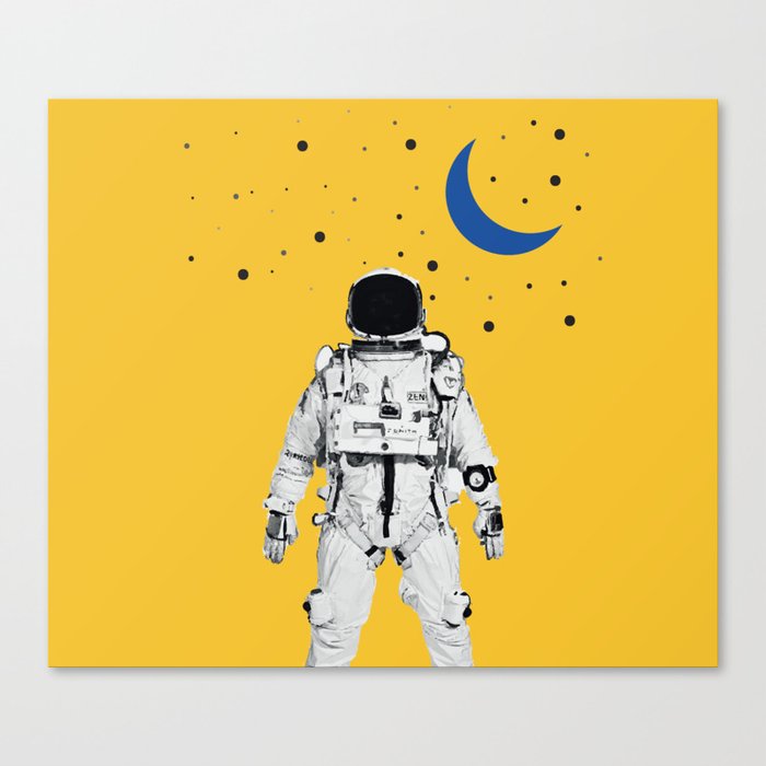 Astronaut Portrait on a Yellow Background Canvas Print