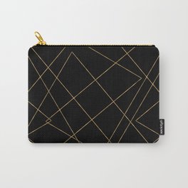 Modern Gold & Black Geometric Strokes Design Carry-All Pouch