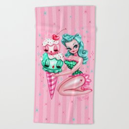 Ice Cream Pinup Doll Beach Towel