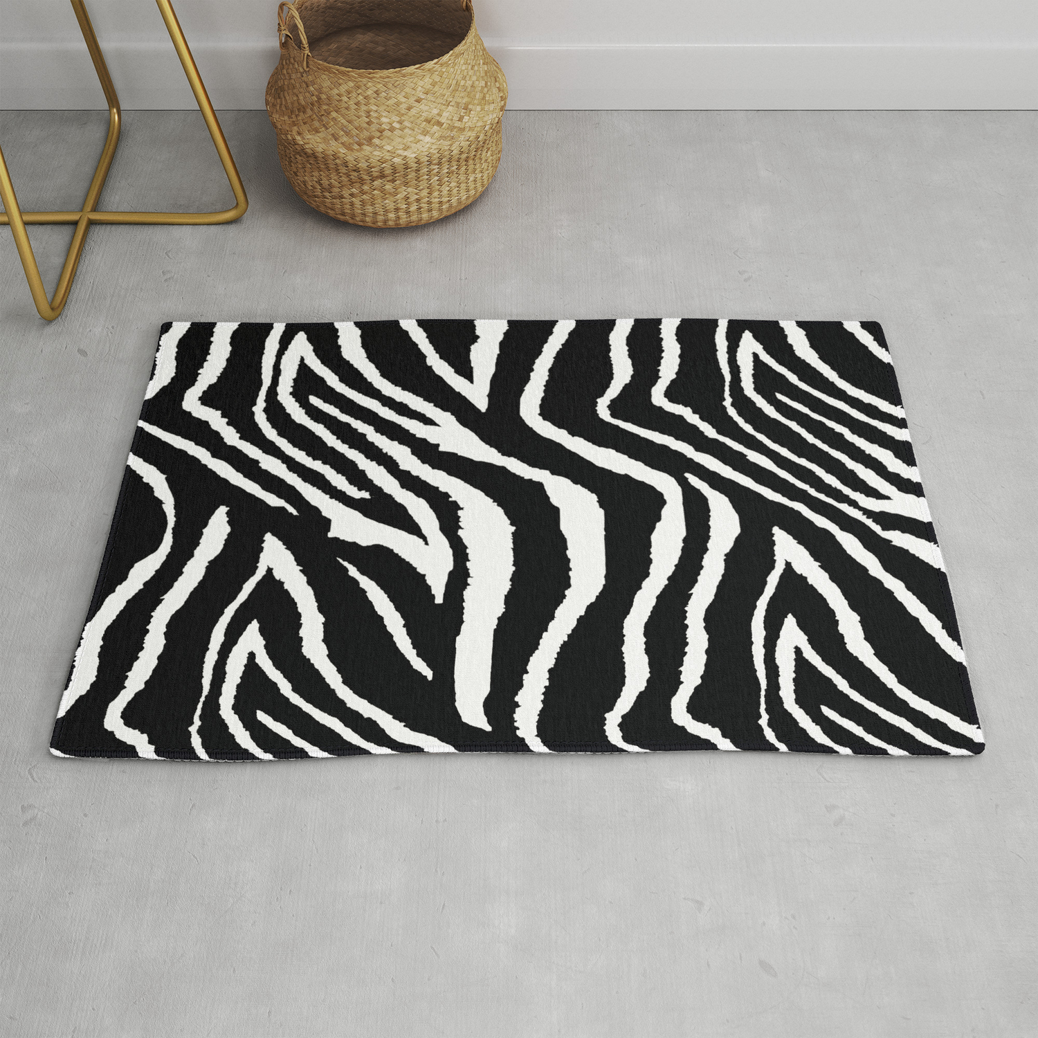 Zebra Animal Print Black And White Pattern Rug By Saundramyles Zebra Animal Print Black And White