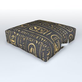 Egyptian hieroglyphs Gold on Leather Outdoor Floor Cushion