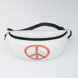 Peace and love, colourful and groovy hippie sign, 60's symbol of freedom Fanny Pack