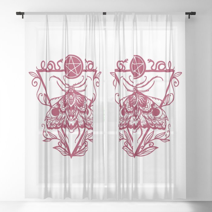Moth & Pentagram Art Sheer Curtain