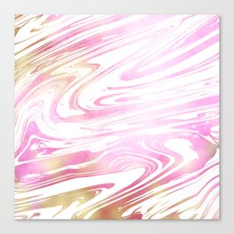 Elegant Chic Pink Gold White Abstract Marble Pattern Canvas Print
