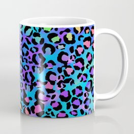 Holographic Rainbow Leopard Print Spots on Bright Neon Mug