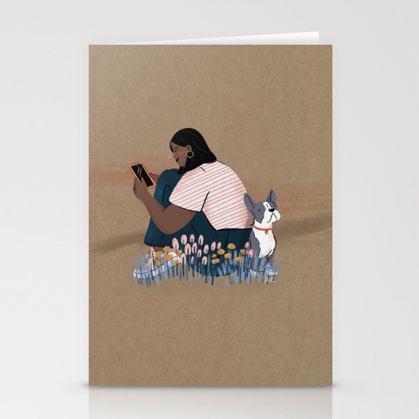 Mujer y su perro Stationery Cards