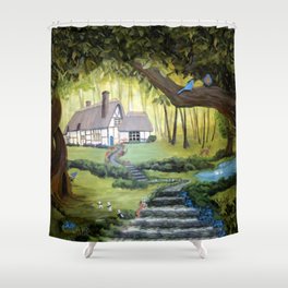 Enchanted Forest Cottage Shower Curtain