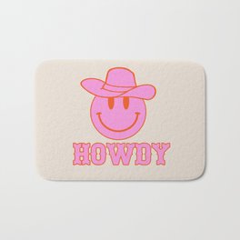 Happy Smiley Face Says Howdy - Western Aesthetic Bath Mat