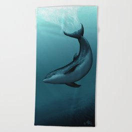 "Siren of the Blue Lagoon" by Amber Marine ~ Dolphin Art, Digital Painting, (Copyright 2015) Beach Towel