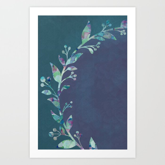 Half Wreath - Teal &Violet  Art Print