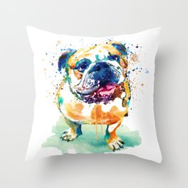 Watercolor Bulldog Throw Pillow