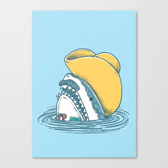 Funny Hat Shark Canvas Print
