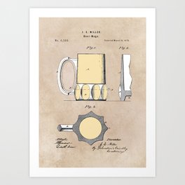 patent Beer Mugs Art Print