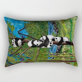 Six Baby Pandas in a Tree Rectangular Pillow