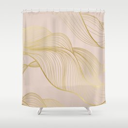Seamless pattern with golden waves Shower Curtain