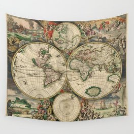 Vintage Map of the world Wall Tapestry