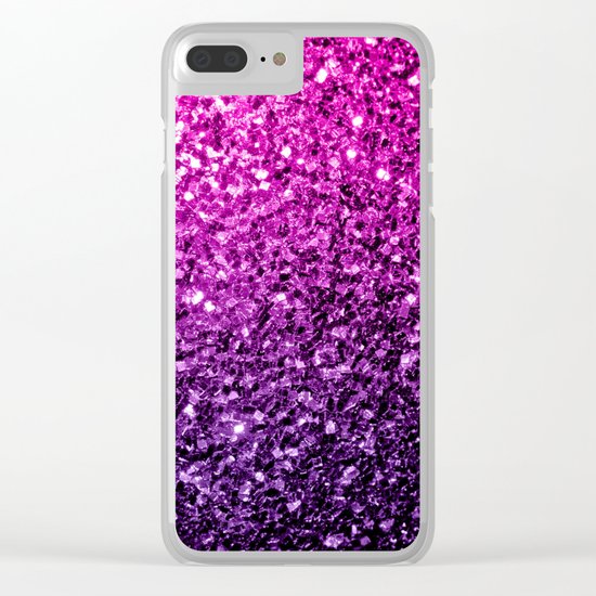 Purple Pink Ombre glitter sparkles Clear iPhone Case