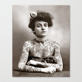 Tattooed Lady, 1907. Vintage Photo Canvas Print