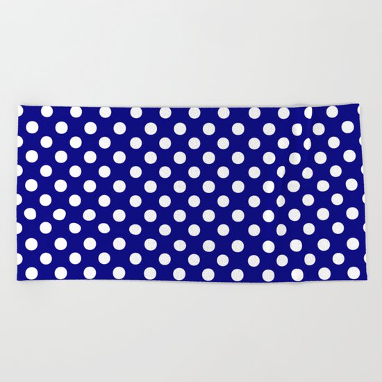 Polka Dots (White/Navy Blue) Beach Towel