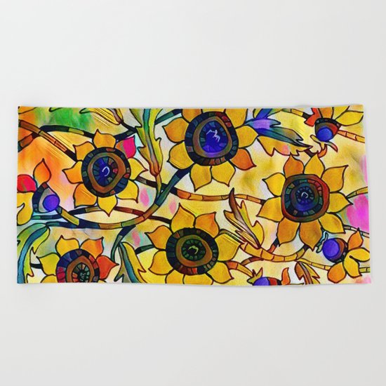 Sunny Sunflowers Beach Towel