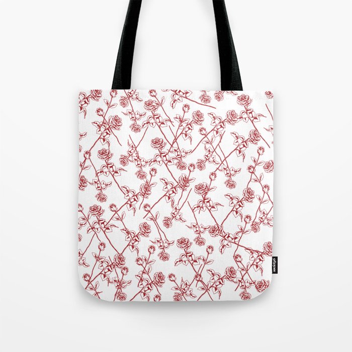 Red Roses Flower Lover Print Floral Pattern Tote Bag