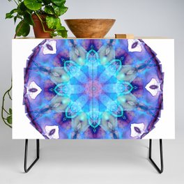 Infinite Wisdom - Colorful Blue Mandala Art Credenza