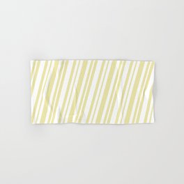 [ Thumbnail: Pale Goldenrod and White Colored Lines Pattern Hand & Bath Towel ]
