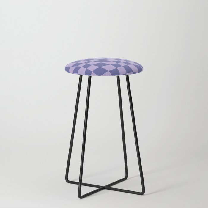 Warped Checkered Pattern (very peri/periwinkle blue/lavender) Counter Stool