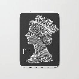 Queen Elizabeth Stamp Black and White Bath Mat | Black, Royalty, Queen, Fun, Stamp, Drawing, White, Queenelizabeth, Stampart, 1St 