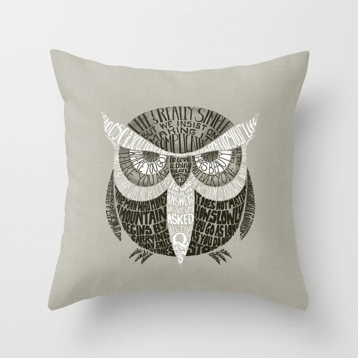 Wise Old Owl Says Throw Pillow