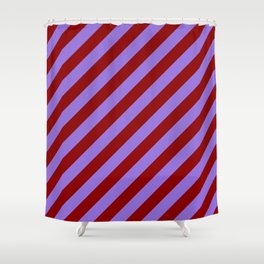[ Thumbnail: Purple & Dark Red Colored Striped Pattern Shower Curtain ]