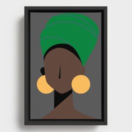 Abstract woman with green turban Framed Canvas