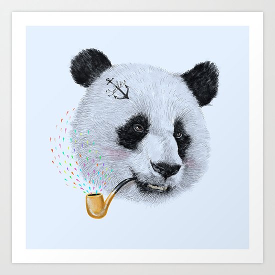 Panda Sailor Art Print