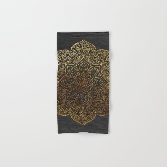 Wood Mandala - Gold Hand & Bath Towel