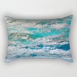 blue ocean wave texture abstract background Rectangular Pillow